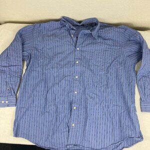 Men’s St. John’s Bay 3XLT Blue Striped Button Front Shirt Big Tall